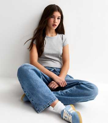 Girls Grey Short Sleeve Baby Tee Top