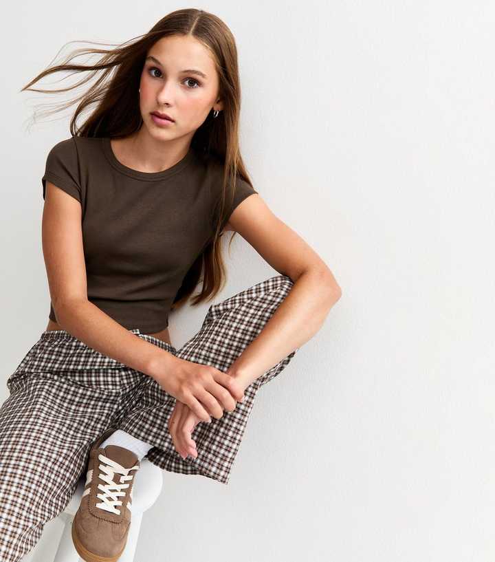 Girls Brown Short Sleeve Top