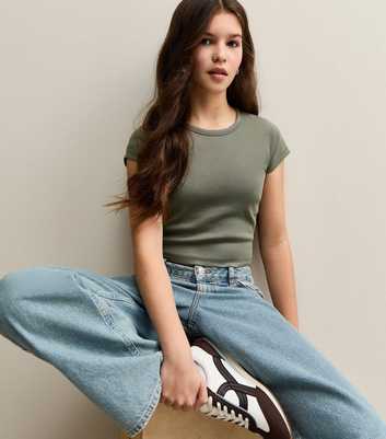 Girls Light Khaki Short Sleeve Baby Tee Top