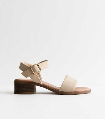 Wide Fit Cream Wide Strap Faux Leather Sandals