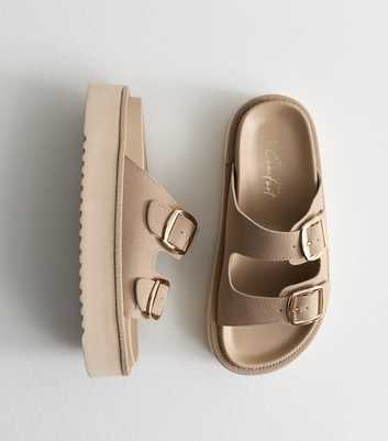 Light Brown Faux Leather Flatform Sandals