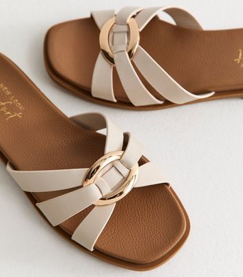 Off White Multi Strap Flat Sandals | New Look