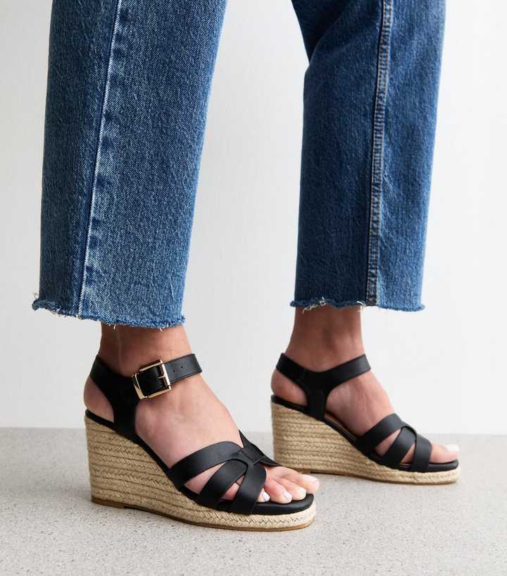 3 Inch Black Wedge Sandals Women's High (3