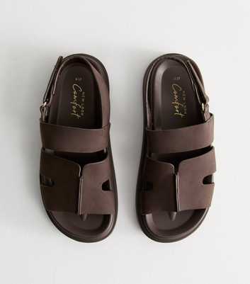 Brown Faux Leather Chunky Strap Sandals