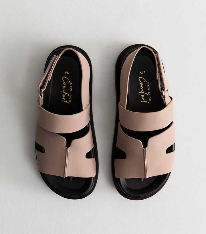 Pink Faux Leather Chunky Strap Sandals