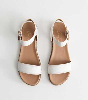 White Stitch Detail Open Toe Sandals