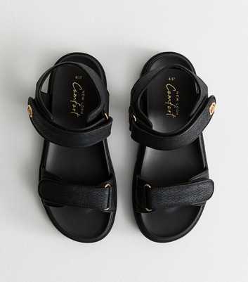 Black Faux Leather Raffia Strap Sandals