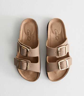 Mink Faux Leather Buckle Strap Sandals