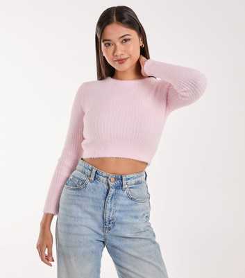 Pink Vanilla Pink Ribbed Knit Crop Top