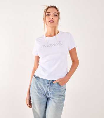 Pink Vanilla White Iconic Embellished T-Shirt