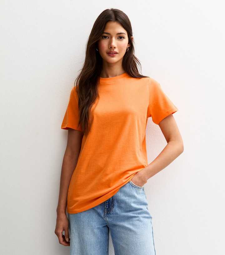 Bright Orange Short Sleeve Crew Neck T-Shirt