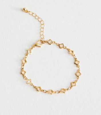 Gold Tone Open Flower Bracelet