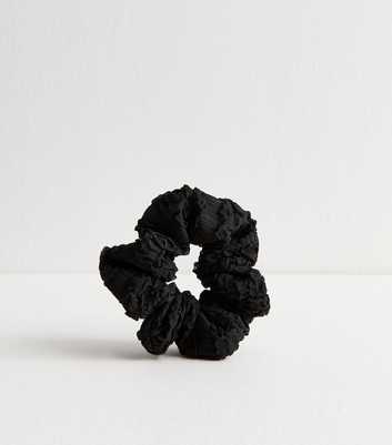 Black Textured Scrunchie