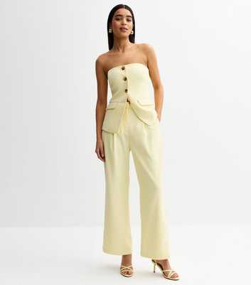 Light Yellow Wide Leg Tailored Trousers