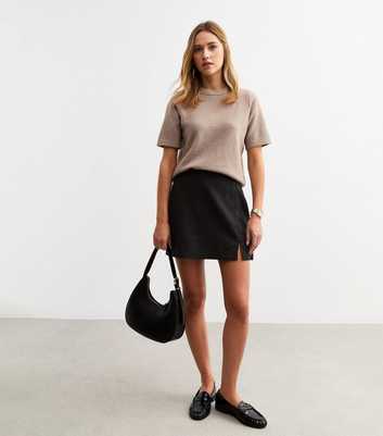 Black Soft Touch Linen Blend Pelmet Mini Skirt
