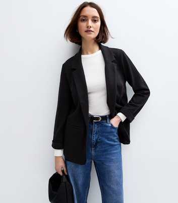 Black Textured Jersey Blazer