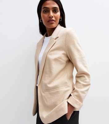 Camel Textured Jersey Blazer