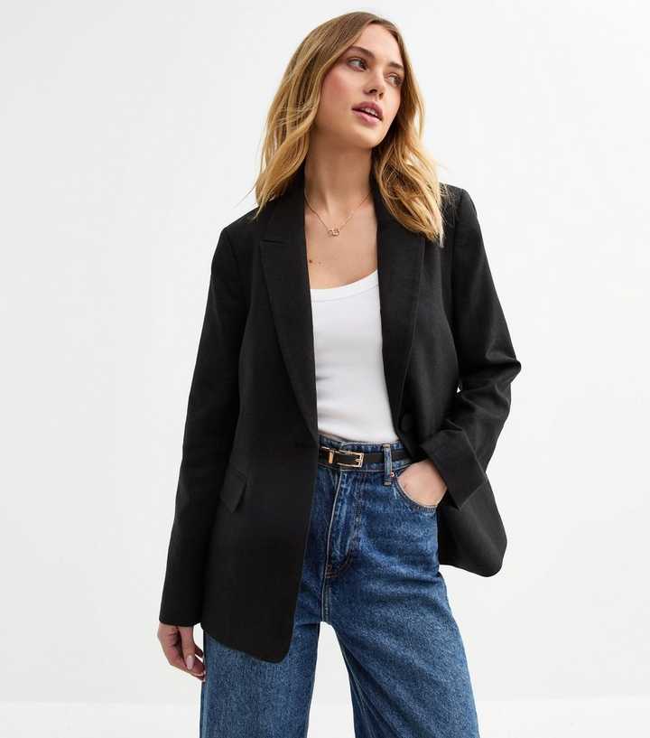 Black Linen Blend Blazer