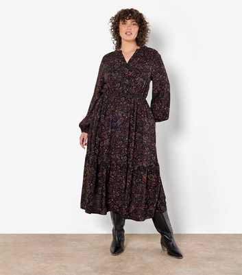 Apricot Curve Black Painterly Paisley Print Shirt Dress