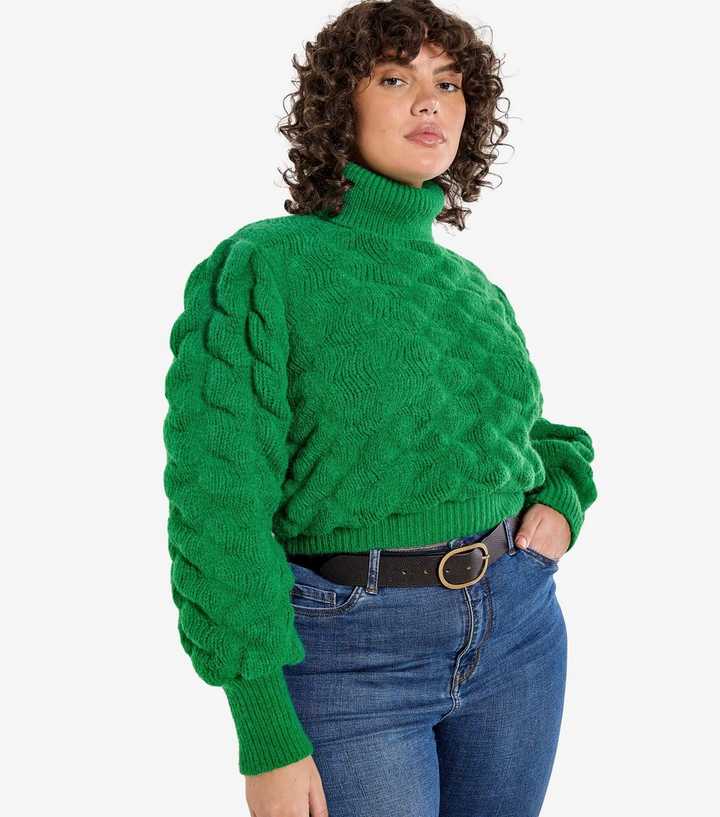 Apricot Curves Green Bubble Knit Jumper