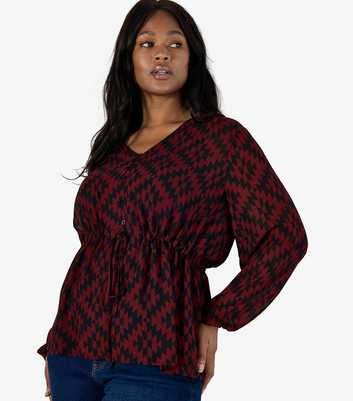 Apricot Curve Burgundy Patterned Blouse