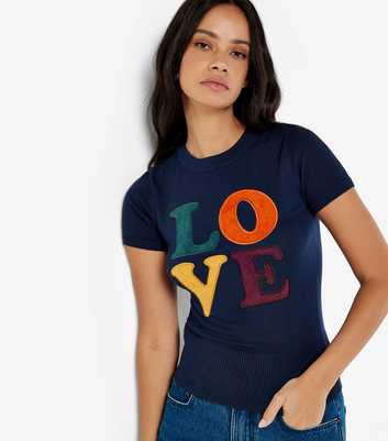 Apricot Navy Love Knitted T-Shirt