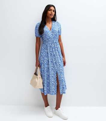 Blue Vanilla Bright Blue Button Front Dress