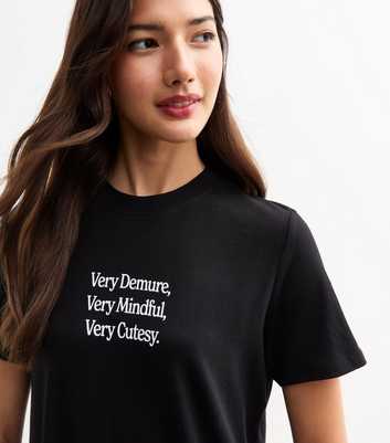 Black Very Demure Print Cotton T-Shirt