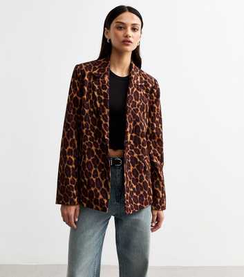 Brown Leopard Print Blazer