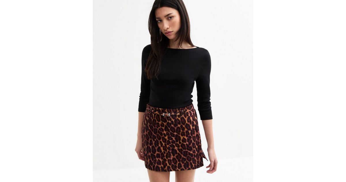 Kasper Women's Animal Print a Line Skirt Brown Size Petite S