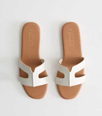 White Faux Leather Cut Out Strap Mules