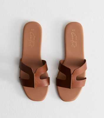 Tan Faux Leather Cut Out Strap Mules