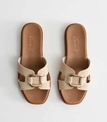 Wide Fit Off White Raffia Hardware Strap Sandals