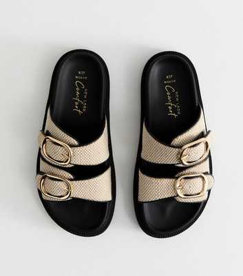 Wide Fit Off White Woven Strap Sandals