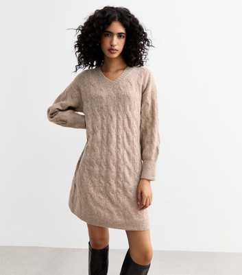 Sunshine Soul Cream Cable Knit Jumper Dress