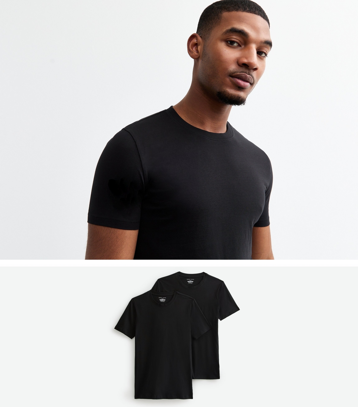 Men's 2 Pack Black Muscle Fit T-Shirts New Look