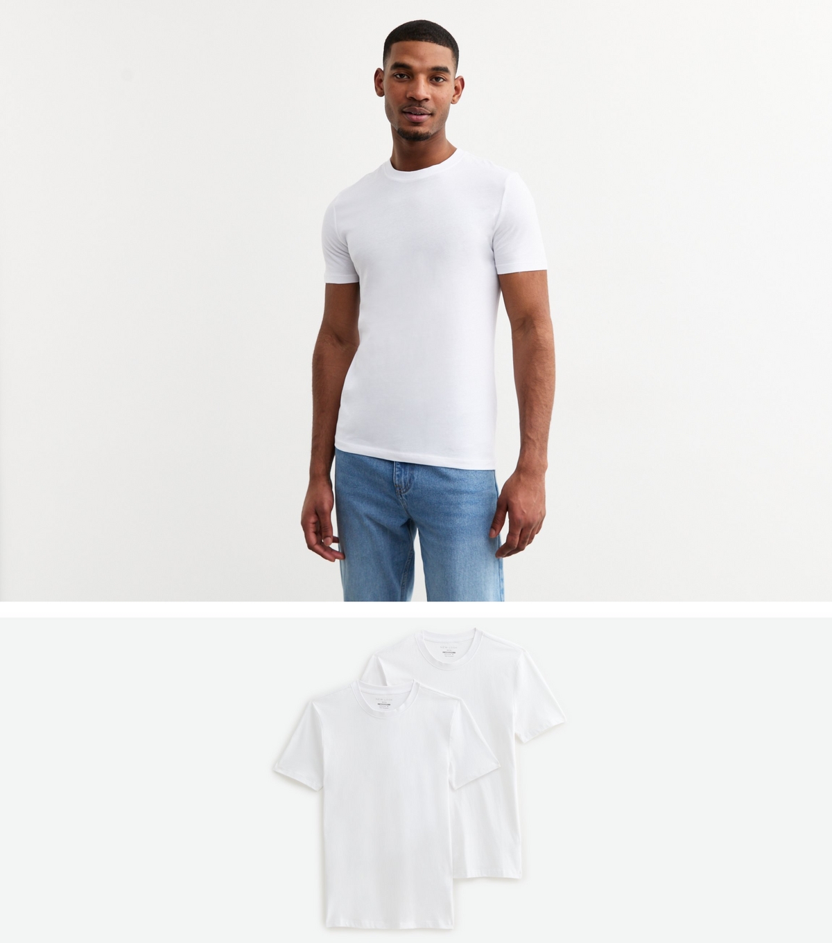 Men's 2 Pack White Muscle Fit T-Shirts New Look