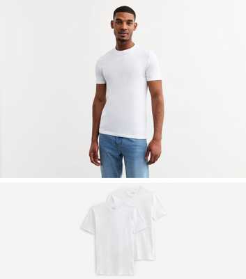 2 Pack White Muscle Fit T-Shirts