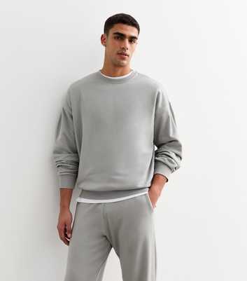 Grey Oversized Crew Neck Sweatshirt