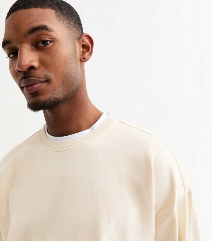 Cream Oversized Crew Neck Sweatshirt