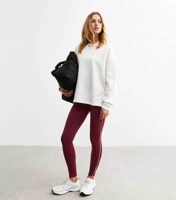 Burgundy Contrast Piping Leggings