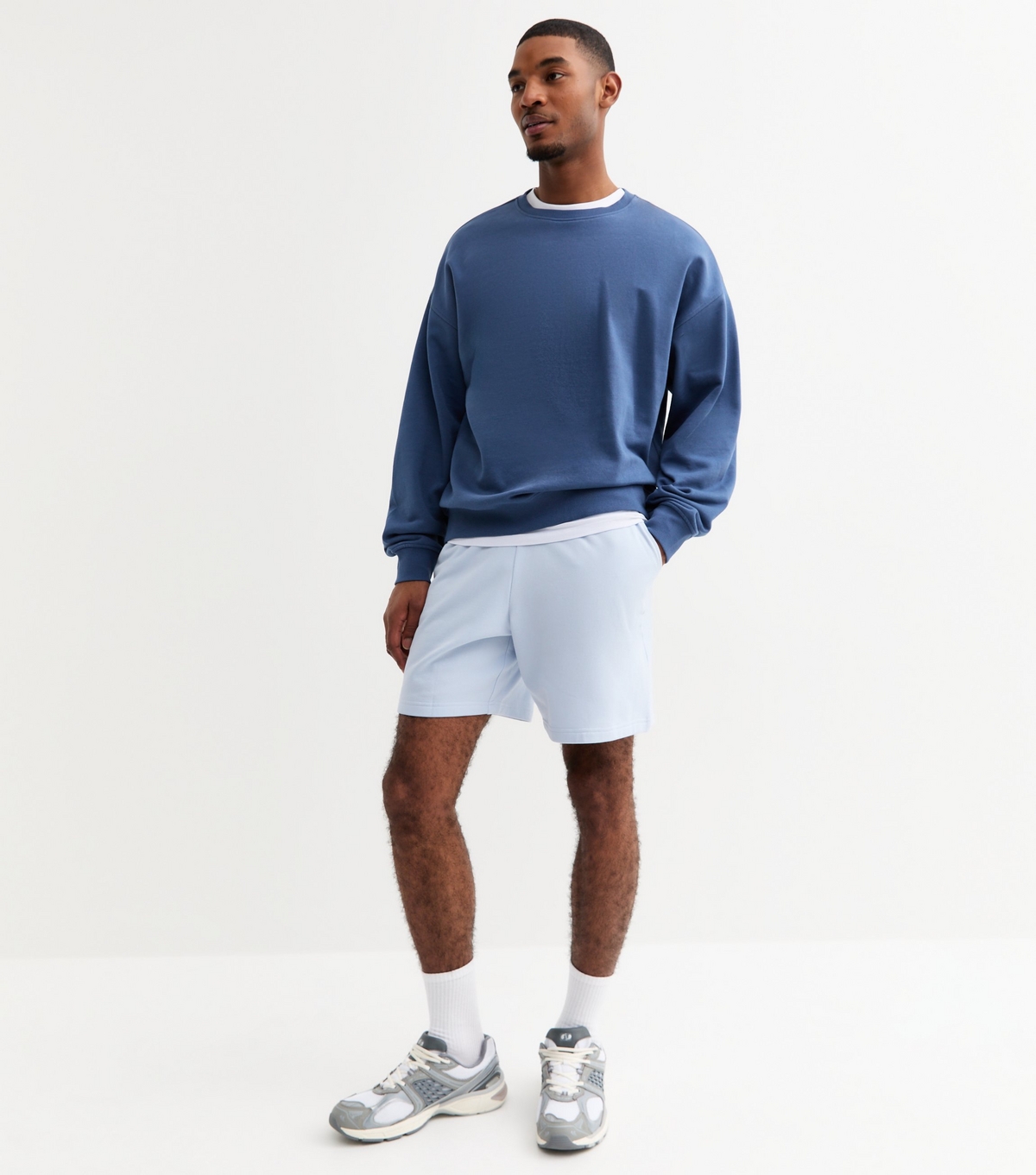 Men's Blue Relaxed Jersey Shorts New Look