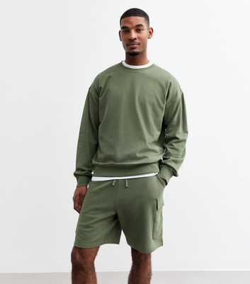 Khaki Regular Cargo Pocket Jersey Shorts