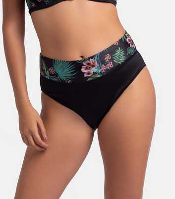 Dorina Black Floral Print Hipster Bikini Bottoms