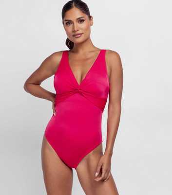 Dorina Dark Pink Twisted Front Swimsuit