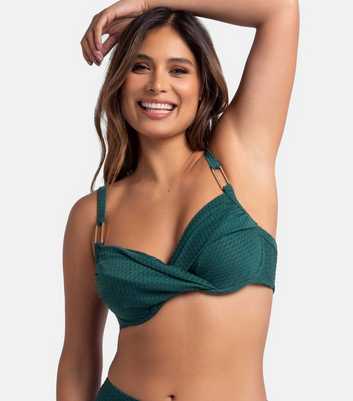 Dorina Curves Dark Green Wrap Front Bikini Top