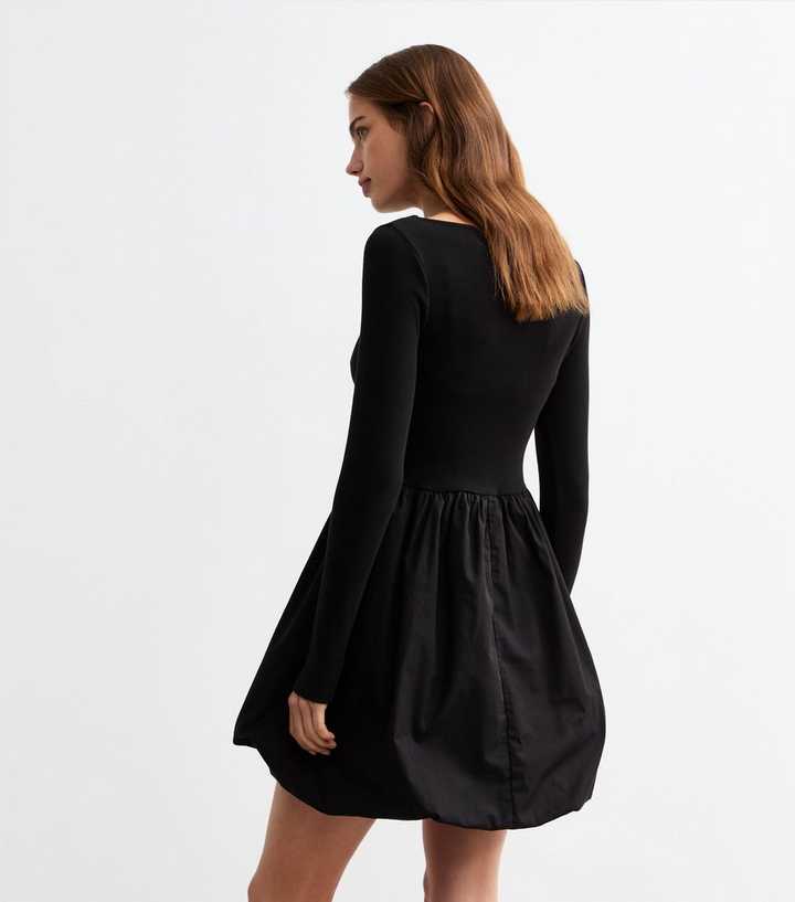 Black 2 In 1 Long Sleeve Bubble Hem Mini Dress | New Look Black 2 In 1 Long Sleeve Bubble Hem Mini Dress | New Look