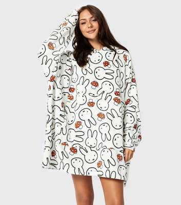 Skinnydip White Miffy Print Fleece Blanket Hoodie