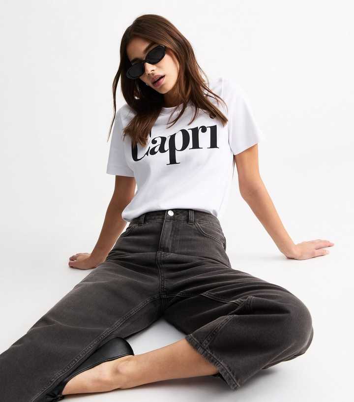 Washed Black Adalae Wide Leg Cropped Jeans