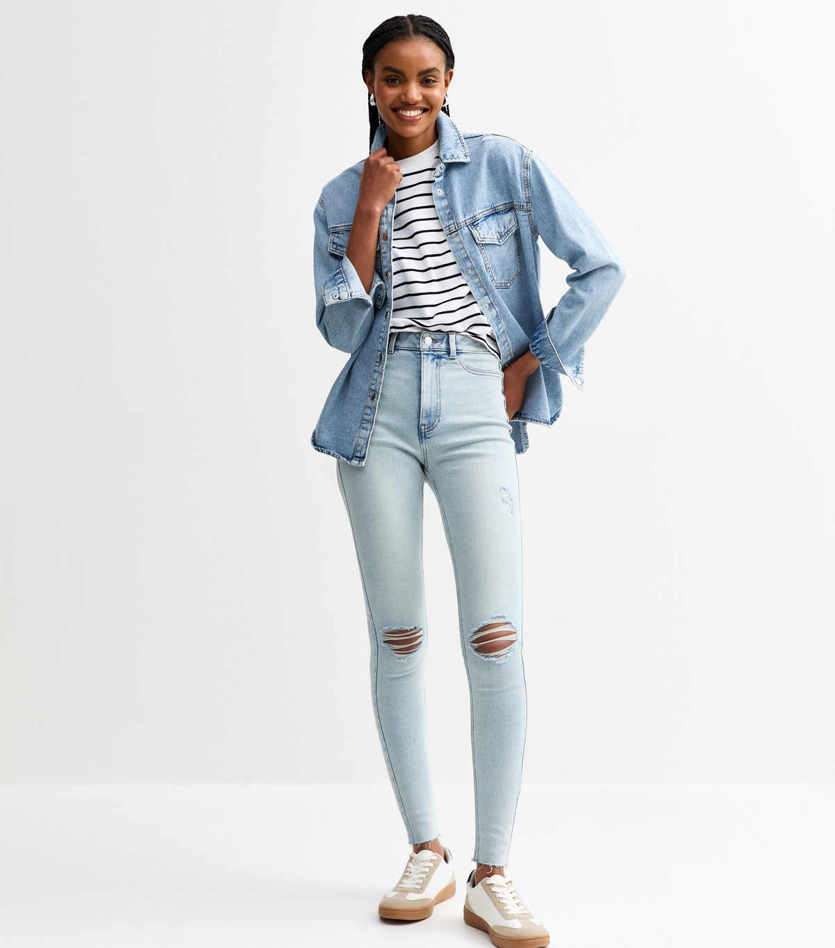 Women's Tall Light Blue Halli Ripped Slim Leg Jeans New Look